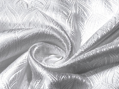 Silk Brocade fabric  white with white self geometric jacquard BRO1033[3]