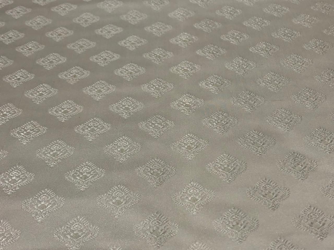 Silk Brocade fabric 44" wide white ivory motif self Jacquard BRO946A[2]