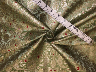 Brocade Heavy KING KHAB  Fabric  with white gold jacquard 44" wide available in 2 colors mint and silver blue BRO1077