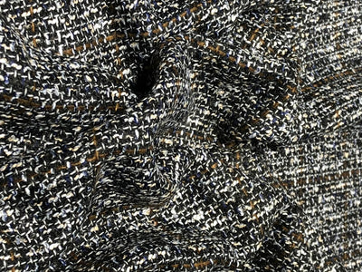 Suiting blended viscose ,poly, acrylic crepe 58" wide black, brown and white  [17718]