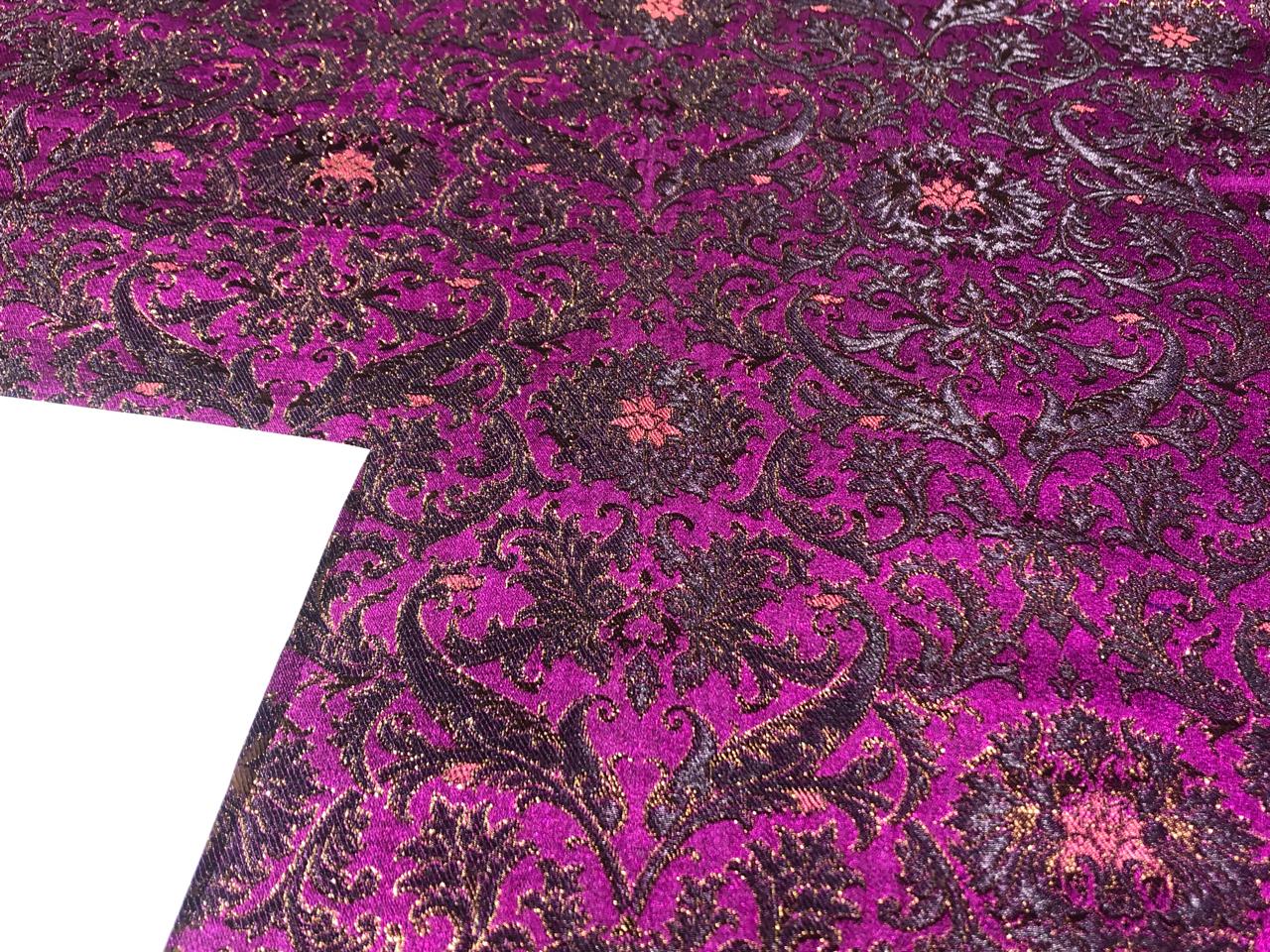 Silk Brocade King Khab fabric 36" wide DARK PURPLE,BLACK AND METALIC BRONZE  BRO957[5]]