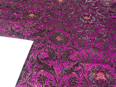 Silk Brocade King Khab fabric 36" wide DARK PURPLE,BLACK AND METALIC BRONZE  BRO957[5]]