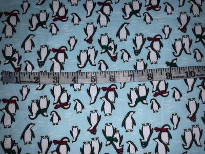 100% Cotton flannel Print 58"wide available in 3 prints penguin, snowmen and skiing on ice