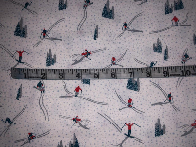 100% Cotton flannel Print 58"wide available in 3 prints penguin, snowmen and skiing on ice