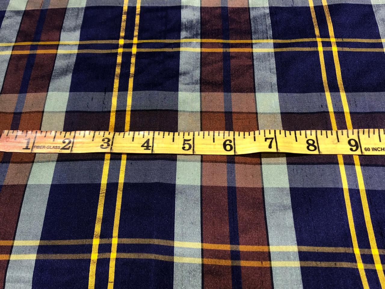 100% silk dupion fabric BLUES ,BROWNS AND GOLD PLAIDS~ 54" wide DUPNEWC22[1]