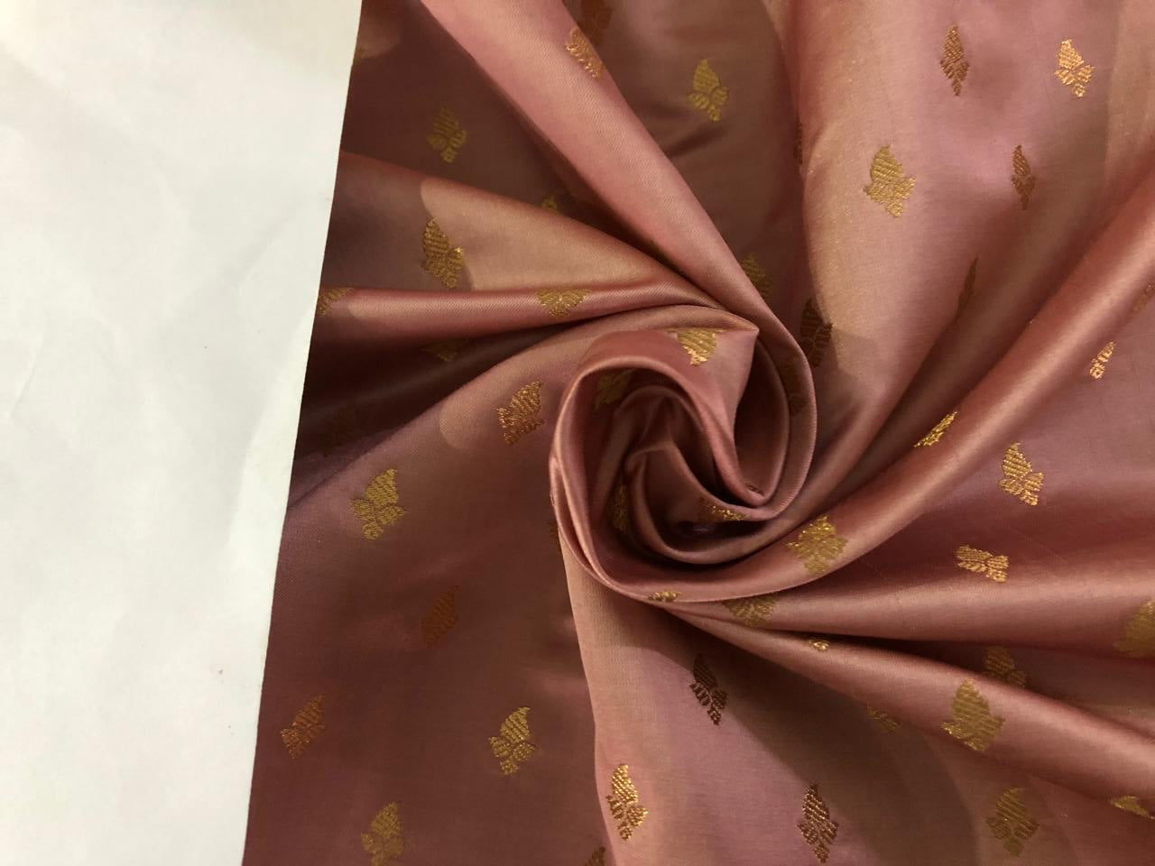 Silk Brocade fabric 44" wide DUSTY ROSE WITH METALIC GOLD  motifs BRO938[4]