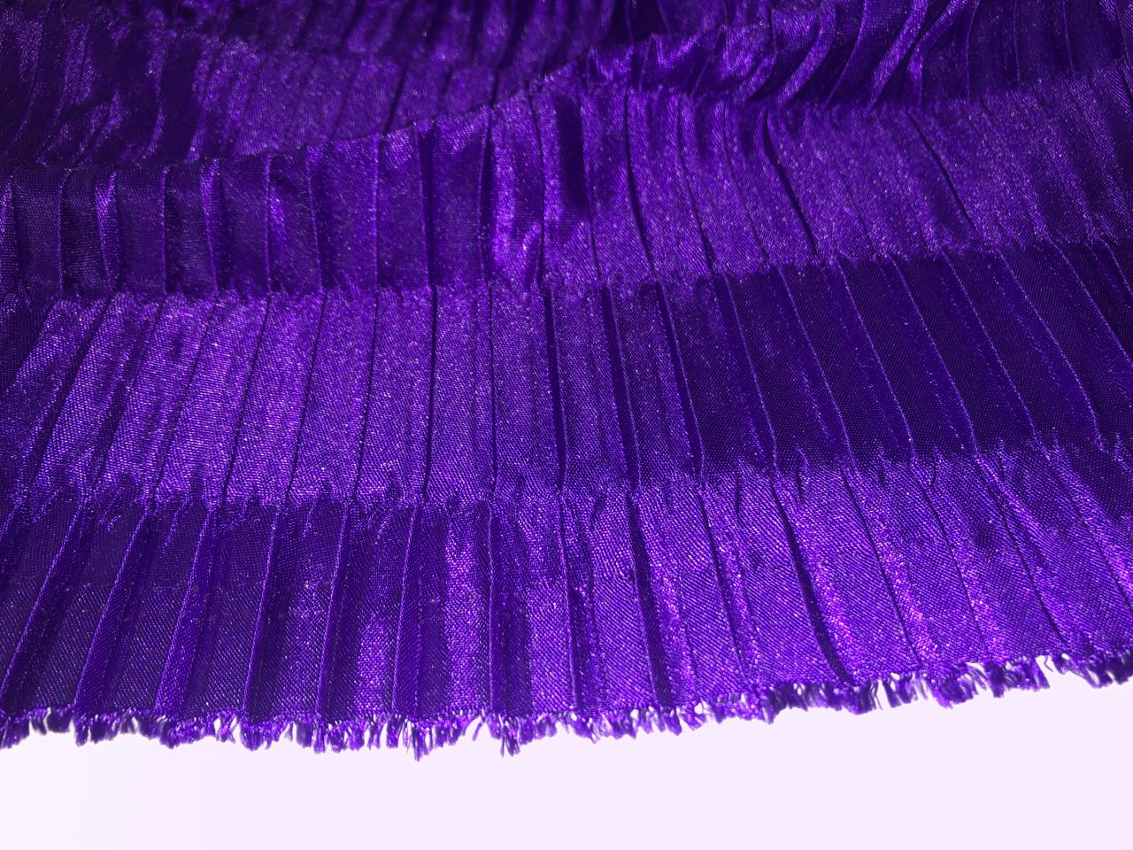 Satin boomerang pleated   fabric 58" wide available in 4 colors PURPLE /BLACK /NAVY and BLUE