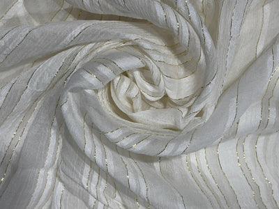 Cotton viscose crush chiffon with satin and lurex stripe fabric 44" wide [17780]