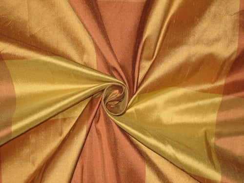 SILK Dupioni FABRIC Shades of gold and brown color plaids 44" wide DUPC53