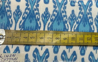 100% Cotton Linen ikat digital print 44" wide available in 4 different styles turquoise,blue and white/blue and white/ice blue,blue and white and orange [17164/65/66/67]