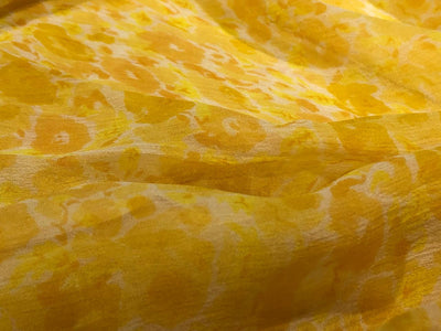 Silk Chiffon YELLOW ABSTRACT PRINT  fabric 44" wide [17155]