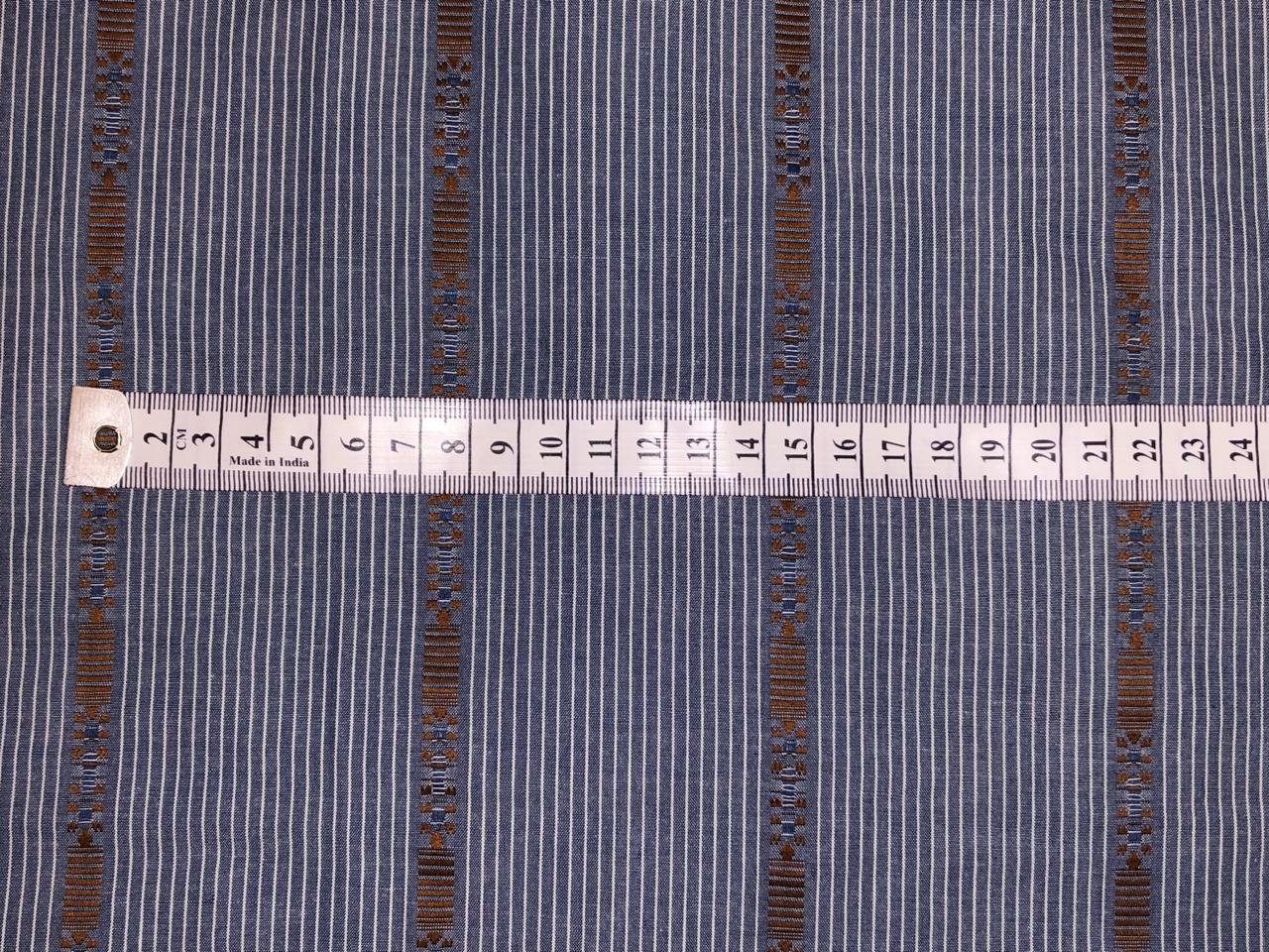 100% cotton stripes blue /white stripe with brown stripe pattern 56" wide [18344]