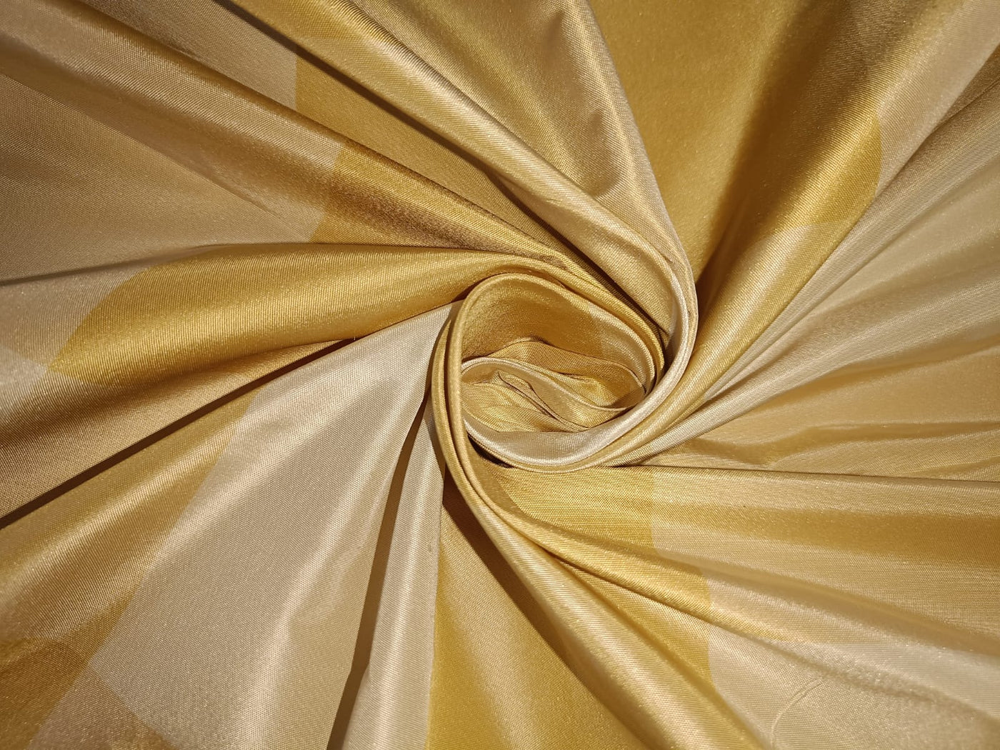 100% SILK TAFFETA FABRIC gold caramel and ivory Plaids 54&quot; wide