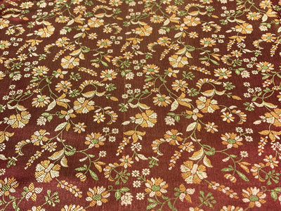 Silk Brocade fabric deep burgandy with metallic gold floral   jacquard  BRO1022[4]