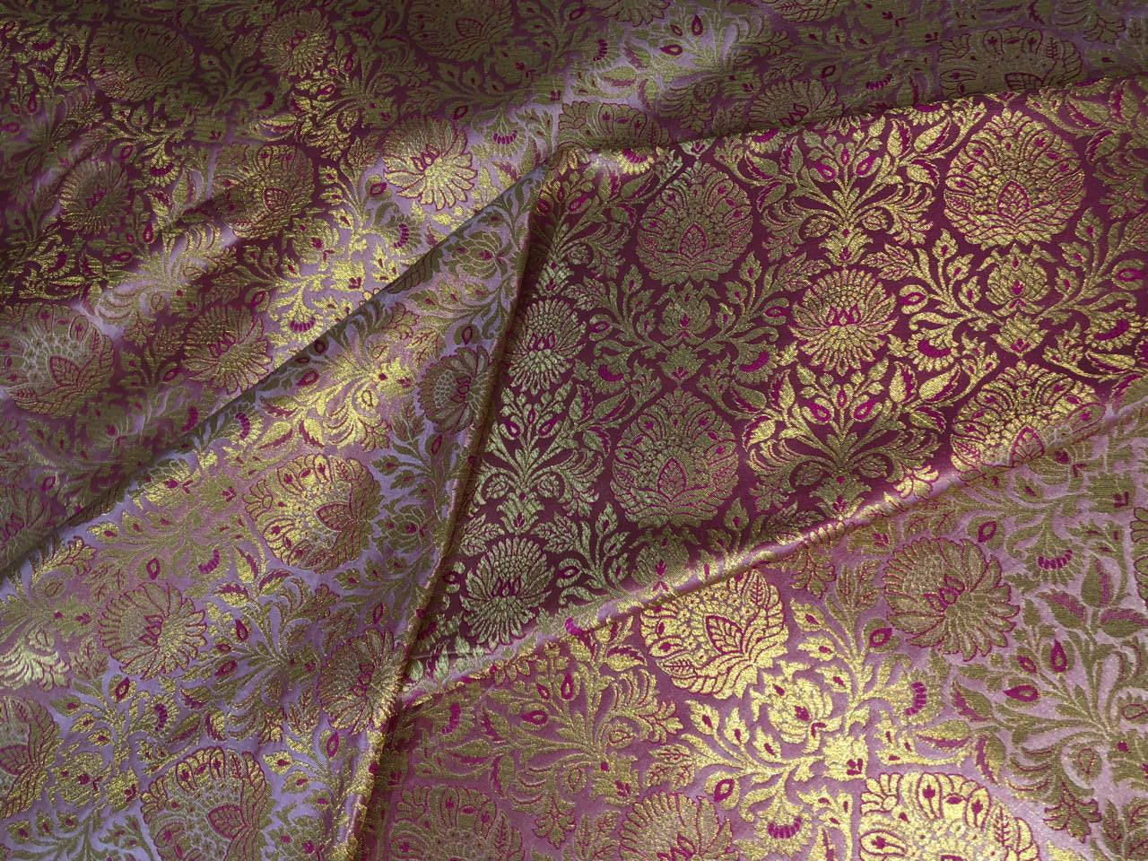 Silk Brocade fabric  jacquard available in 7 colors mulberry, burgundy, candy pink, teal, mustard, green x red  and turquoise BRO1026