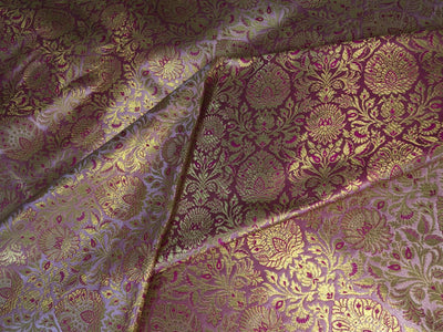 Silk Brocade fabric  jacquard available in 7 colors mulberry, burgundy, candy pink, teal, mustard, green x red  and turquoise BRO1026