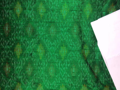 100% pure silk dupion ikat fabric green color 44" wide available in 2 combinations[18473/74]