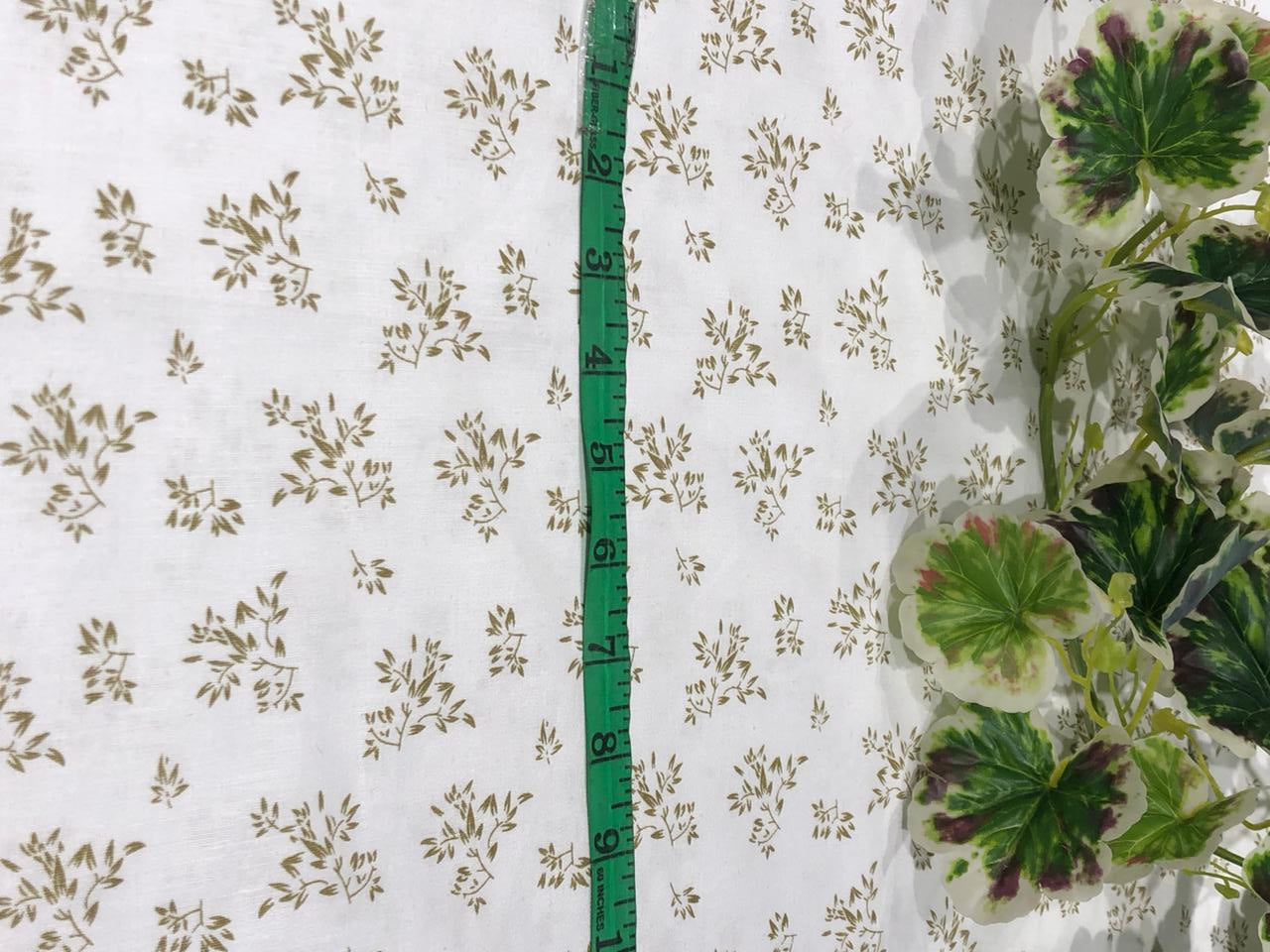 COTTON HEMP PREMIUM PRINTED FABRIC available in 3 prints ivory with gold leaves motif/blue black leaves and mini anchor motifs