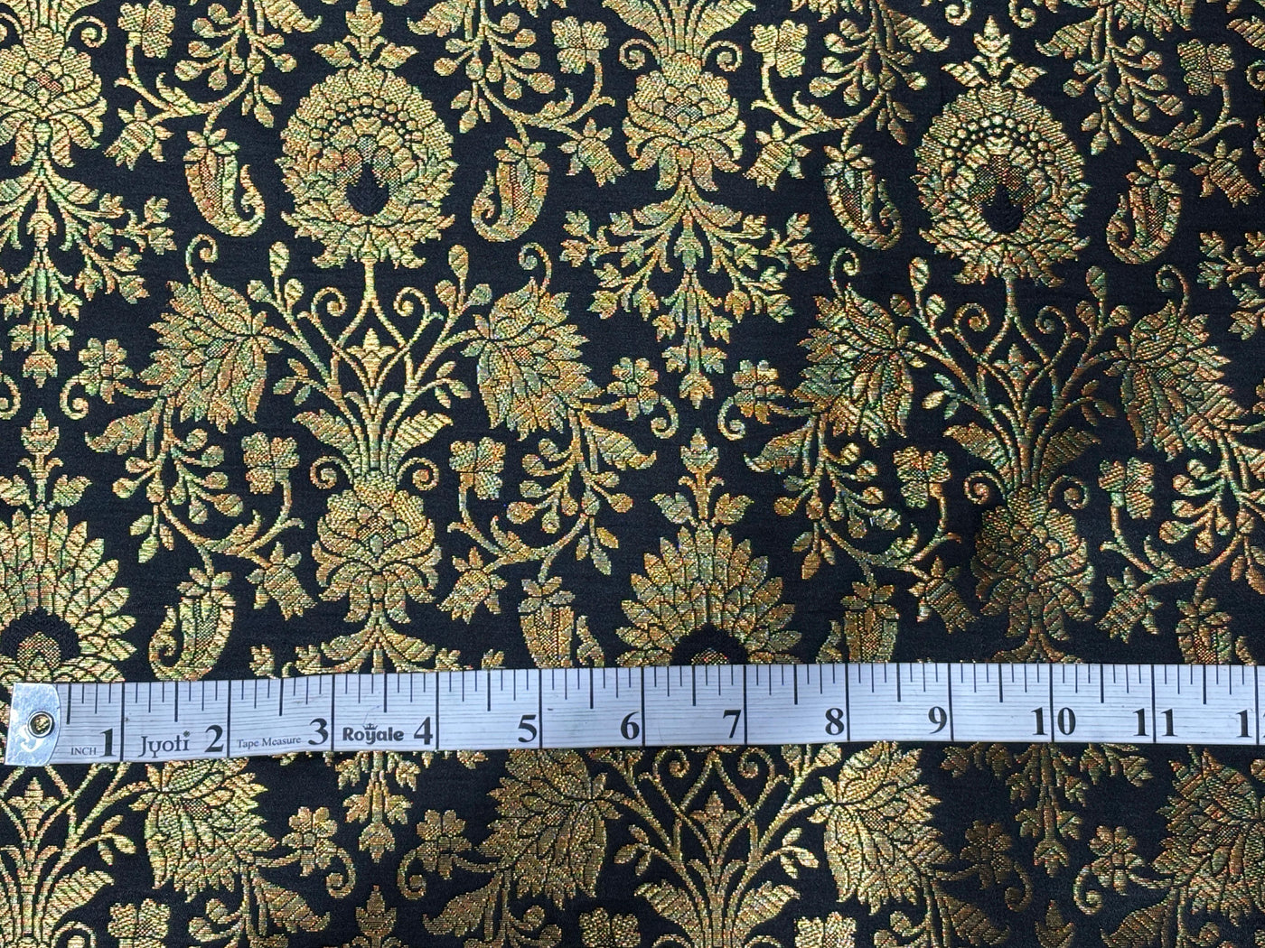 Silk Brocade fabric 44" with metallic gold jacquard available in 3 colors bright pink, black and burgundy [BRO1059]