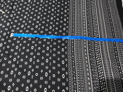 Premium Viscose Rayon fabric black and white 58" wide ,has a 12"border at the bottom [17586]