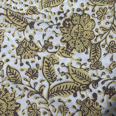 100% Cotton Poplin 58" wide digital print ivory and gold floral  print [17615]