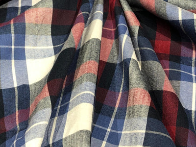 COTTON POPLIN BUFFALO PLAIDS available in 2 colors RED/BLUE/NAVY/WHITE and BLACK AND WHITE