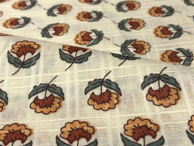 100% Cotton Satin dobby plaids block prints available in 4 different floral designs [17577/78/79/80]