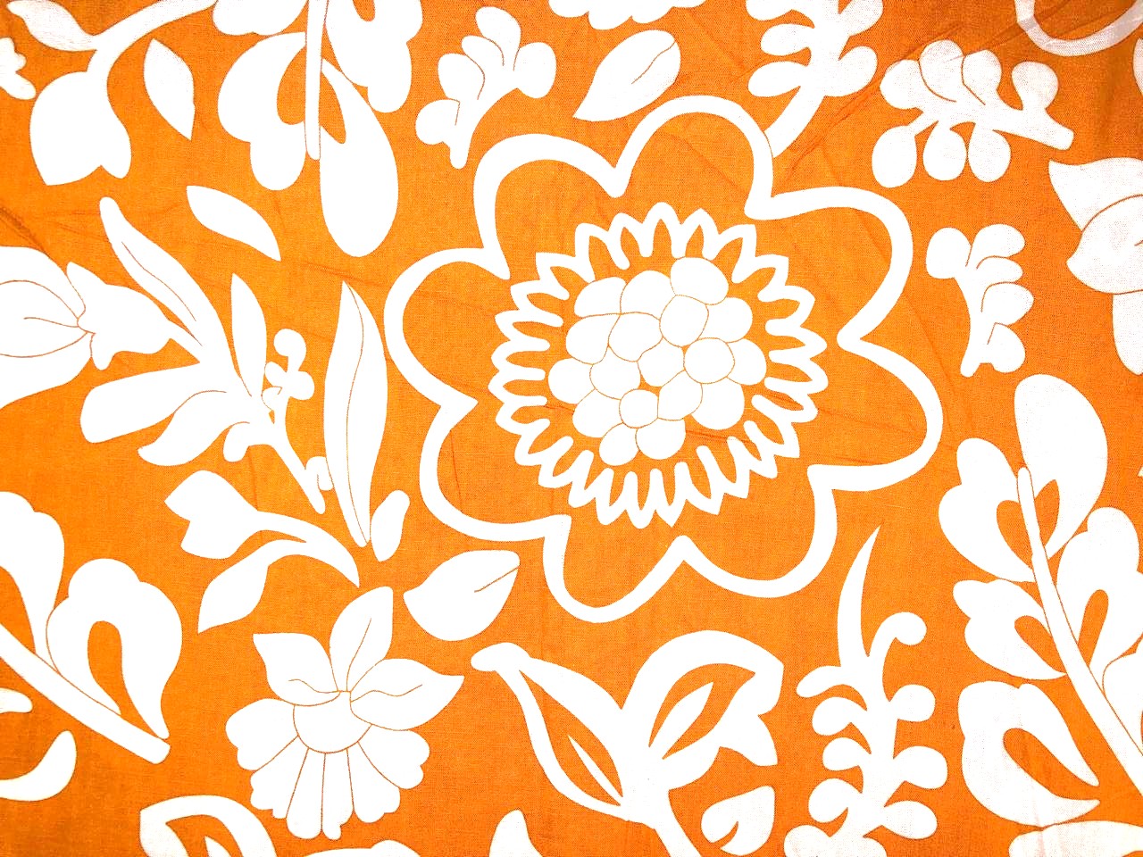 100% cotton mustard with large floral white print 56" wide [18347]