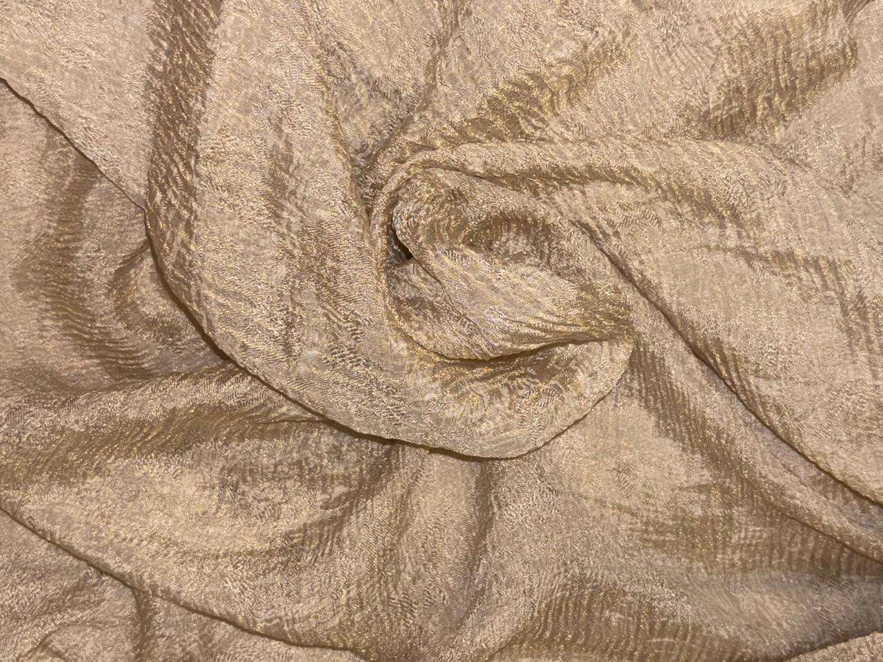 100% silk crepe rich ivory CRUSH jacquard with subtle white gold jacquard  44" wide [18401]