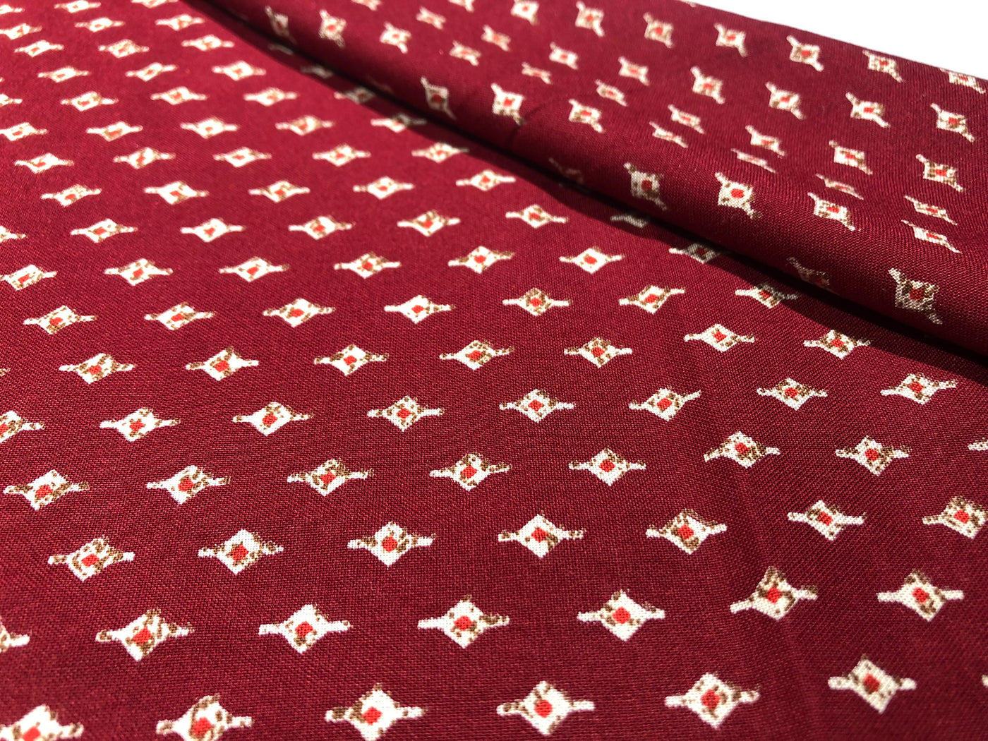 Premium Viscose Rayon fabric with foil print tiny motifs available in 2 colors navy and burgandy