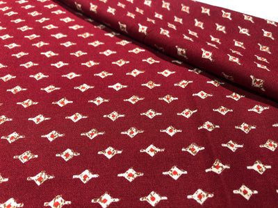 Premium Viscose Rayon fabric with foil print tiny motifs available in 2 colors navy and burgandy