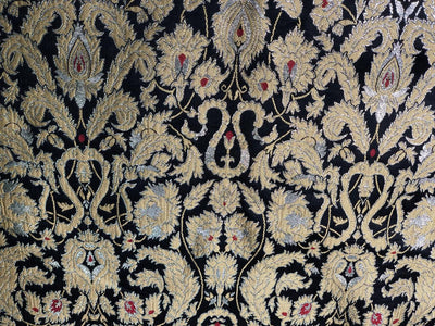 Brocade Heavy KING KHAB  Fabric  black ,red with gold and white gold jacquard 36" wide BRO959[5]