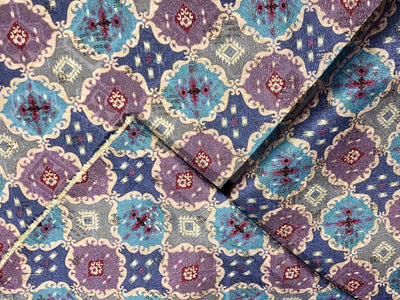Silk Brocade fabric 56"blue,purple,pink and burgundy  jacquard and very subtle pink sequence BRO1061[3]