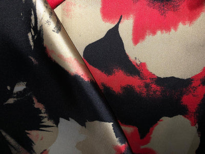 100% Silk Taffeta Jacquard Fabric gold with red and black spray paint effect jacquard  54" wide TAFJACNEW25