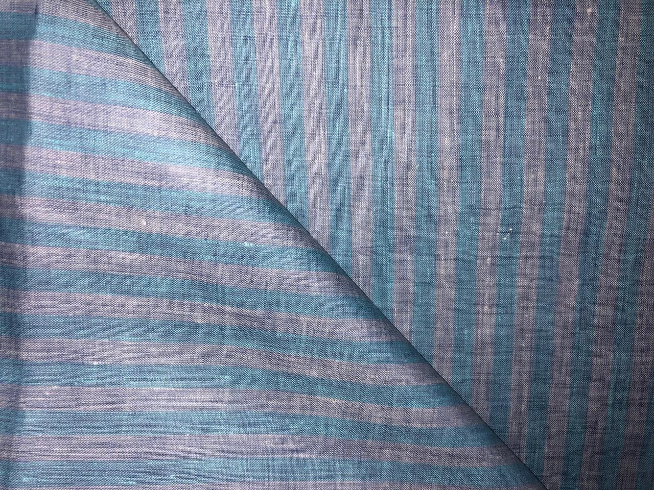 100% Linen stripe 60's Lea Fabric 58"sky  blue and blue stripe [17220]