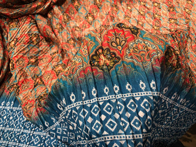 Pleated  Fabric 54'' Wide beautiful Indian design available in three colors [17651/52/53]