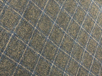Tweed Suiting Blended With Viscose 58" wide plaids tan brown and navy [17719]