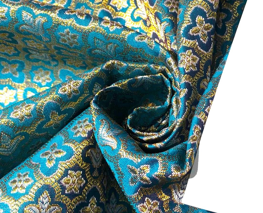 Brocade Fabric Jacquard x metallic gold Gold Color 44" WIDE BRO977 available in 2 colors bright pink and red