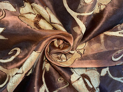 Silk Organza with velvet floral embroidery available in 2 colors beige and brown [ 15349/15350]