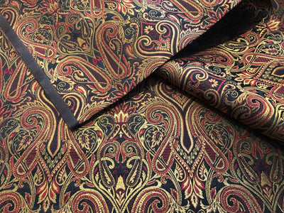 Silk Brocade fabric gold jacquard paisleys available in 3 colors pink/teal , green and red/black  BRO1103