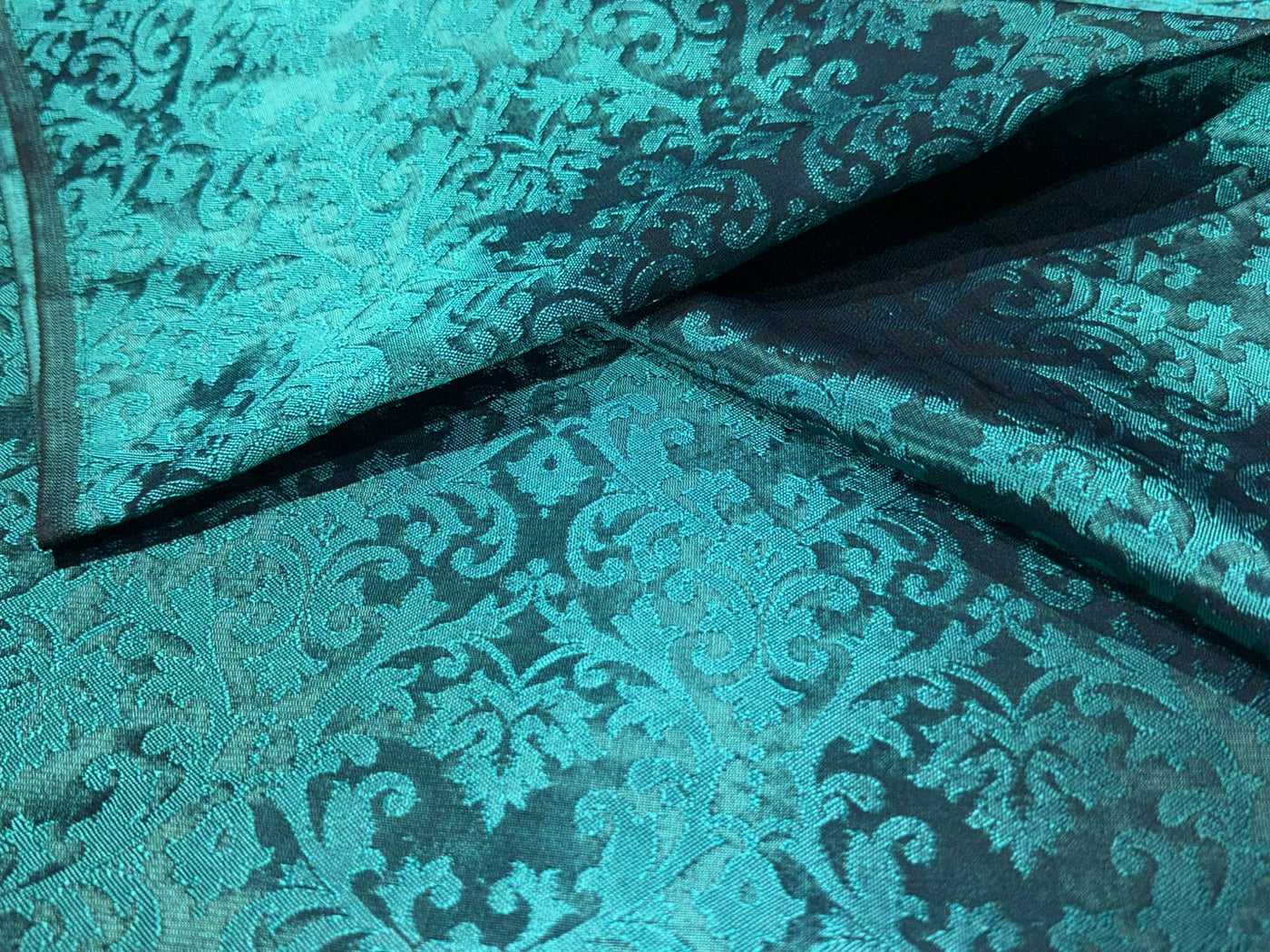 Brocade Fabric TEAL color self jacquard 44" wide BRO1027[1]