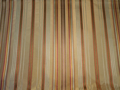 100% SILK TAFFETA FABRIC gold beige with multi satin stripes 54" wide TAFS129[1]