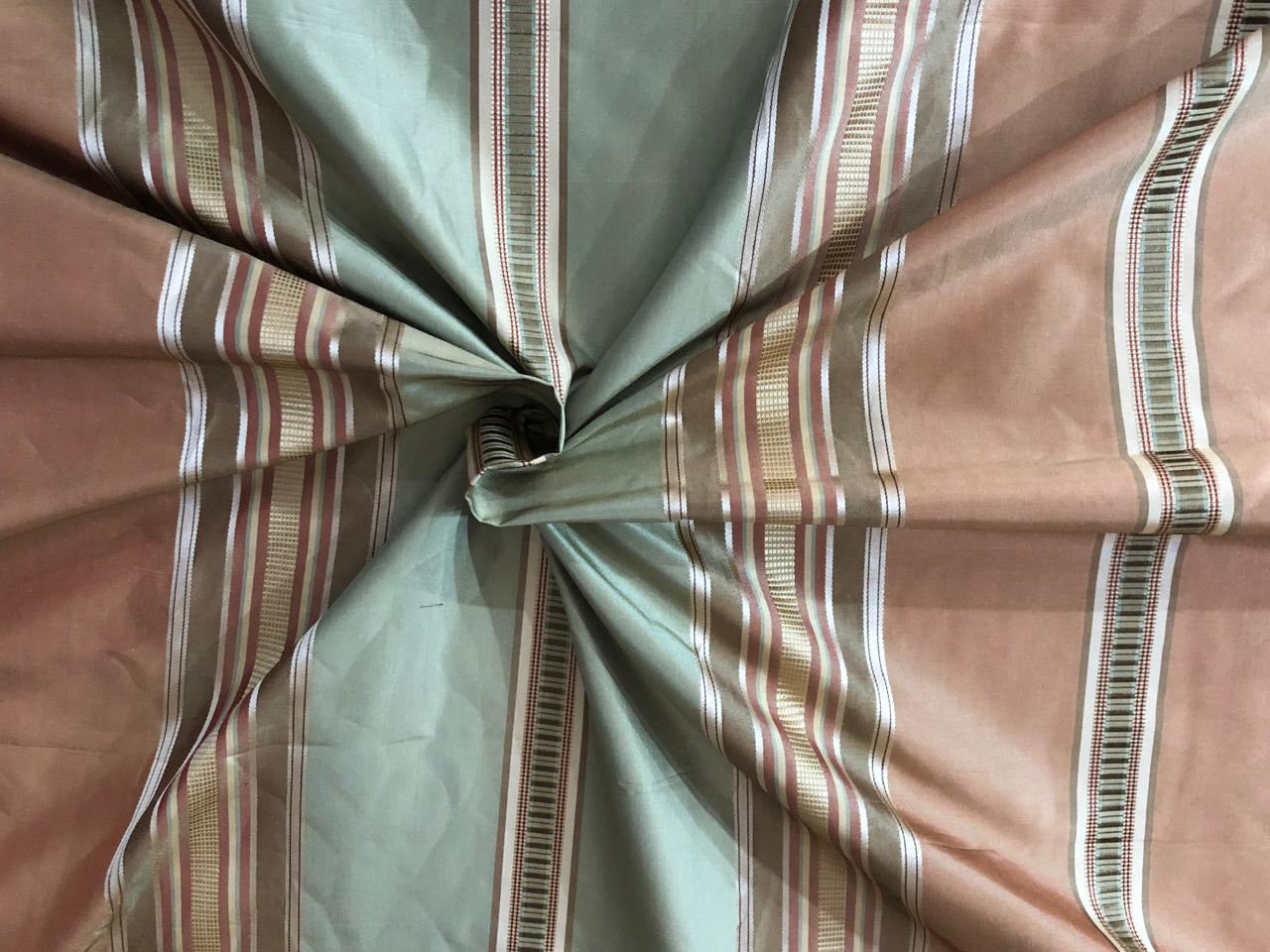 Silk Taffeta Fabric golden / brown /green satin stripes 54" WIDE TAFS155[2]