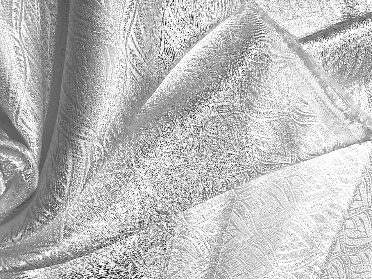 Silk Brocade fabric  white with white self geometric jacquard BRO1033[3]