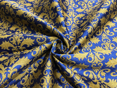 Brocade Fabric all over jacquard in a subtle gold available in 2 colors turquoise and royal blue 44" wide BRO421[1/2]