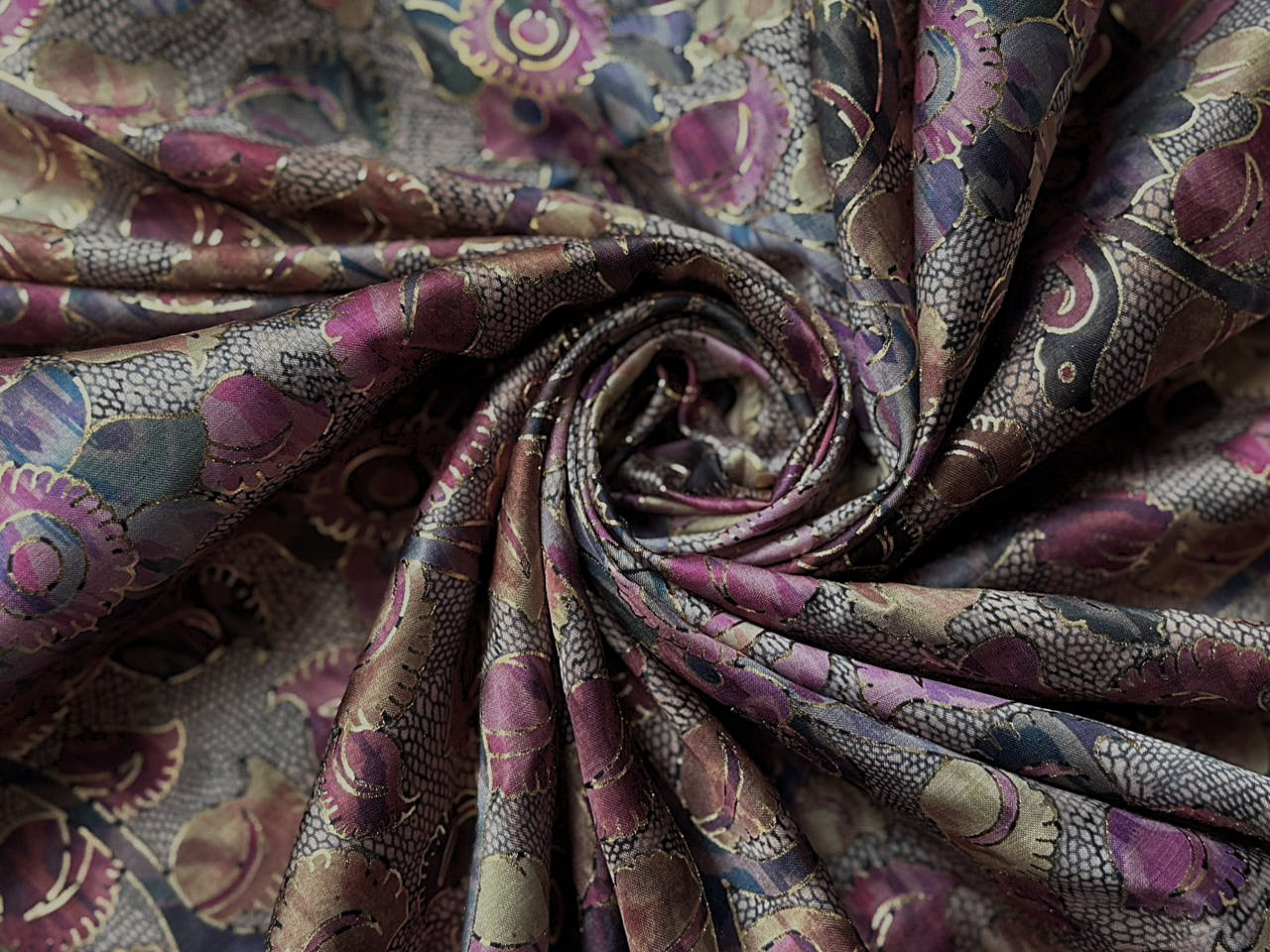 Modal Satin Digital Foil Print 44" available in 3 prints Indian classic ,grey floral and snake skin floral [18607/08/09]
