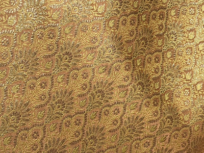 Silk Brocade fabric 44" available in 2 colors dusty peach, and peachy orange [BRO1041]
