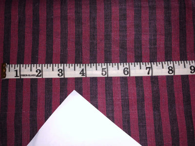 100% Linen stripe 60's Lea Fabric 58" wide available in two colors lilac/ grey and burgundy/black