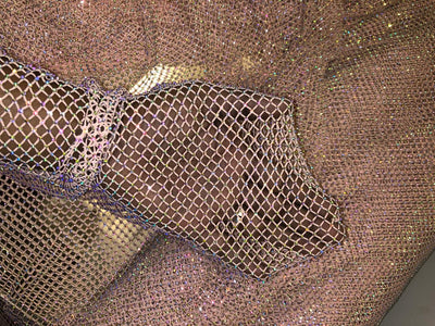 Rhinestone Mesh, Stretchable Fabric Crystal Diamond Stretch Crystal Fishnet Sheets available in 2 colors pink and white [18428/29]