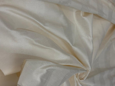 100% Pure Silk dupion self white  stripe 54" wide DUPS73[2]
